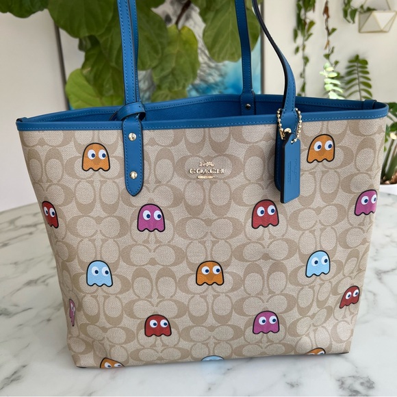 Coach Reversible City Tote Bag in Signature Canvas Pac Man Ghost Print f72905 - Picture 2 of 15